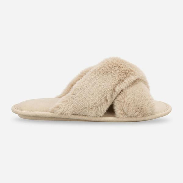 Totes CROSS FUR SLIDER Mules Mules   in  Cream