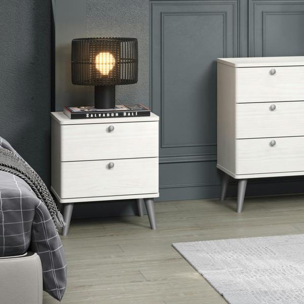 Core Products Set of 2 Augusta Curve Rustic Coastal 2-Drawer Bedside Cabinets
