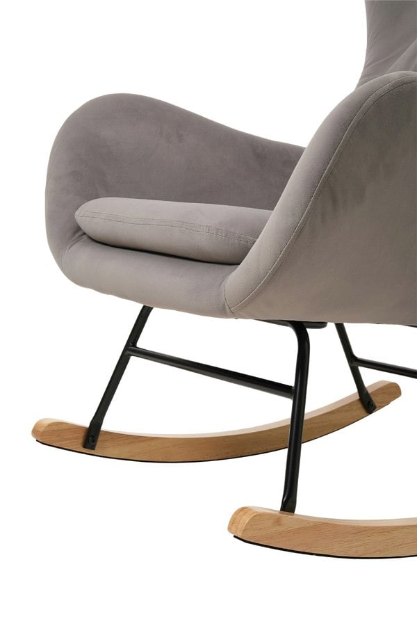 Living and Home Light Grey Velvet Upholstered Rocking Chair