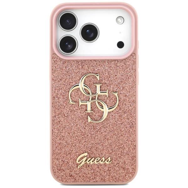 Guess PU Fixed Glitter Big 4G Metal Logo Case for iPhone 17 Pro 6.3" Pink - GUHCP17LHG4SGP