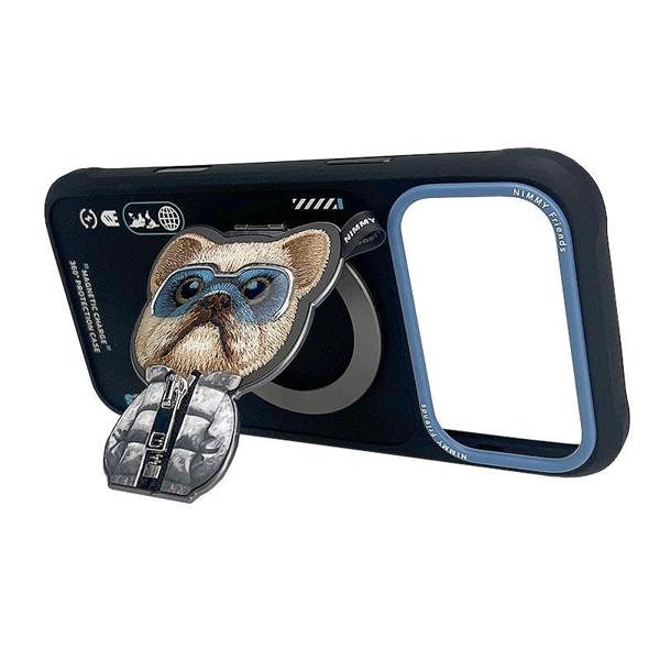 Nimmy Friends Nimmy Cool & Cute 2.0 Little Rich Tycoon Dog Case with MagSafe Stand for iPhone 17 Pro Max 6.9" Black Blue