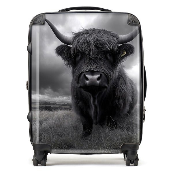 Warren Reed Black And White Highland Cow Suitcase