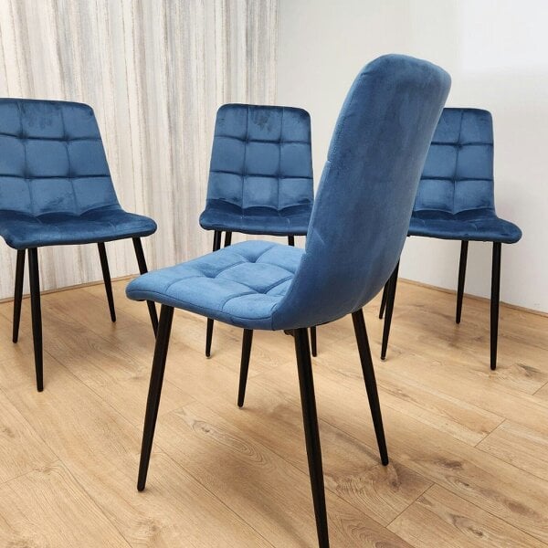 Kosy Koala Dining Chairs Set of 4 Blue Velvet Kitchen Chairs