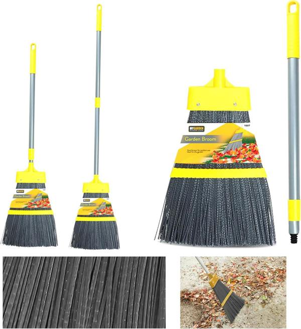 My Garden Outdoor Living Garden Broom 137cm Extendable Outdoor Brush Telescopic Broom Heavy Duty Stiff Brush for Outdoor Sweeping