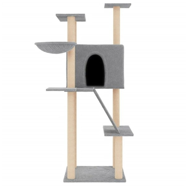 Berkfield Cat Tree with Sisal Scratching Posts Light Grey 143 cm