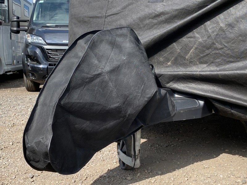 An image of the free hitch cover included with the Breathable Waterproof 4Ply Caravan Cover with Free Hitch Cover Black from OLPRO.