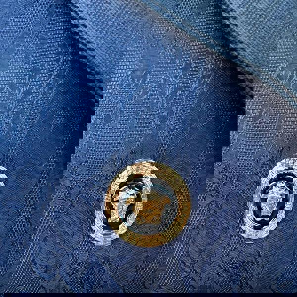 Versace Medusa Logo Jacquard Crossbody Fabric Bag Navy Black