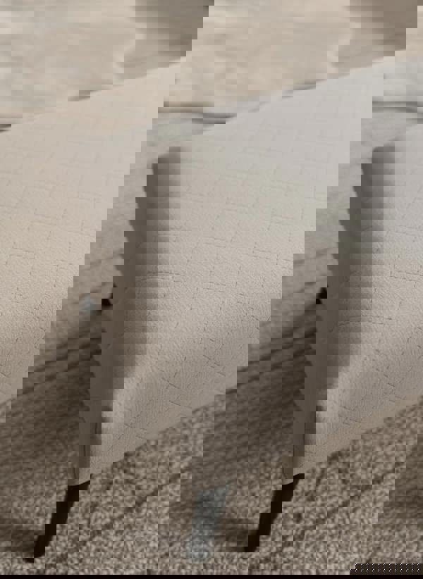 Premium off white creamy stitched design plain lid footstool bench or coffee table - ISTOOLS