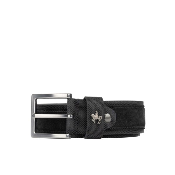 Embassy London Victor - Black & Black - Men's Italian leather belt