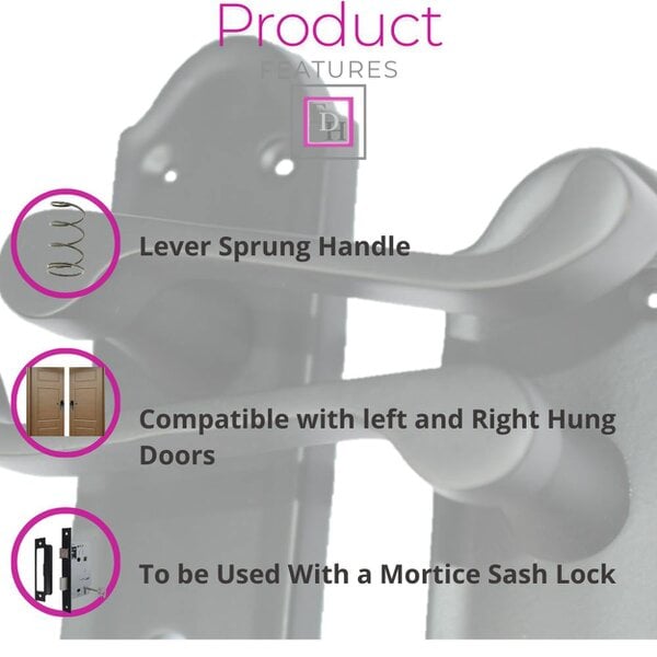 EDH Door Hardware Askworth Door Handle Set – Matt Black Internal Lock Door Handles 170mm x 48mm