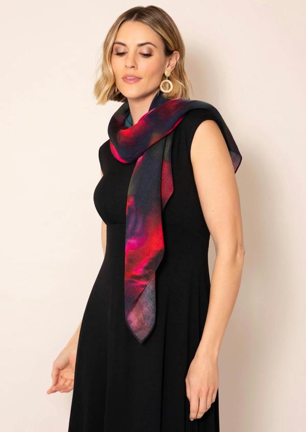 Alie Street London Leoni Silk Wool Scarf (Moonlit Florals)