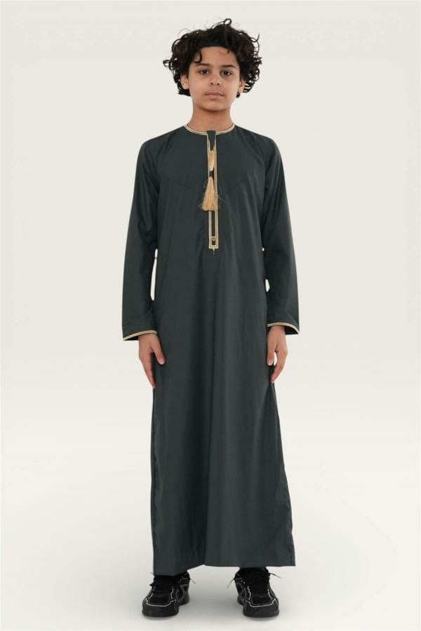 Infinity Leather Kids Boys Ramadan Moroccan Thobe Robe Emirati Eid Jubba- TT-003