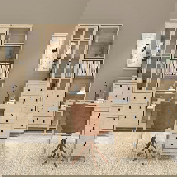 Furniture To Go Barcelona Desk 3 Drawers in Jackson Hickory Oak