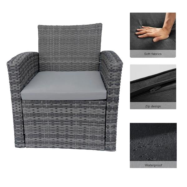 Shatchi 4 Seater Rattan Garden Furniture Set – 2 Chairs, Loveseat Sofa, Coffee Table Outdoor Patio Set