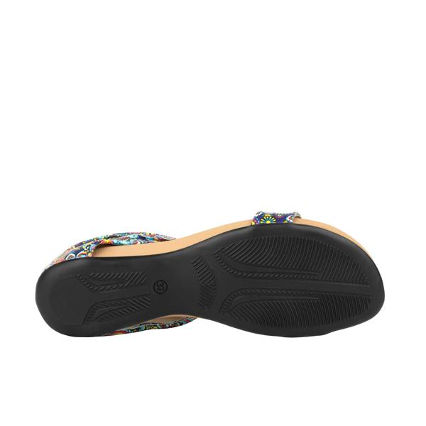 Embassy London Downtown - Festival Blue - Women's flat T-bar sandal with covered heel