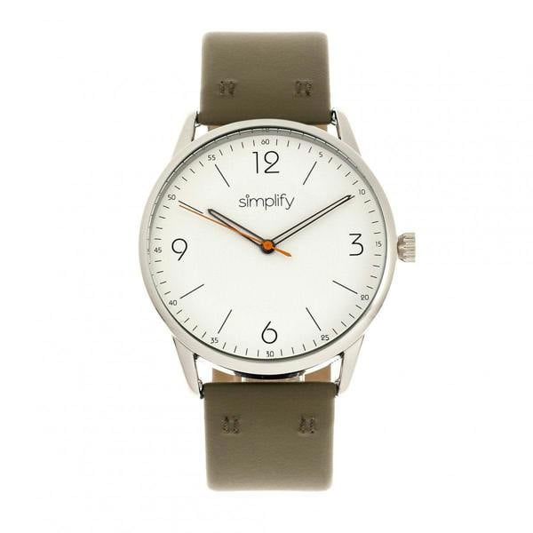 Simplify The 6300 Leather-Band Watch - Olive/White - SIM6302