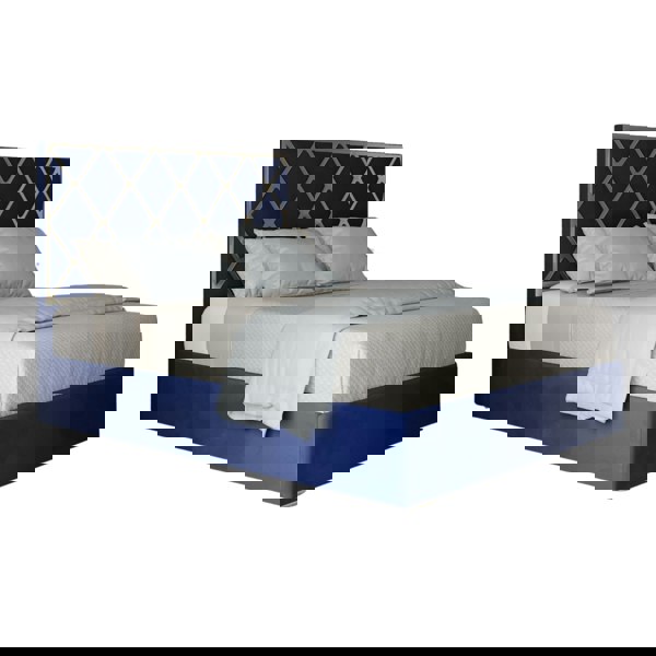 Casa Magna Tammy Upholstered Soft Velvet Metal Bed Frame - Blue