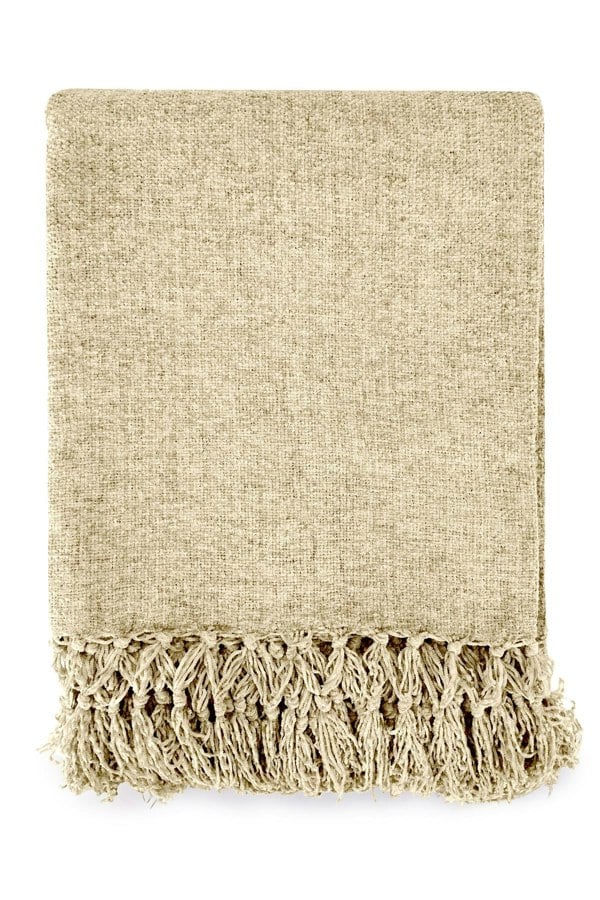 Emma Barclay Darcy Tassel Natural Blanket/Throw