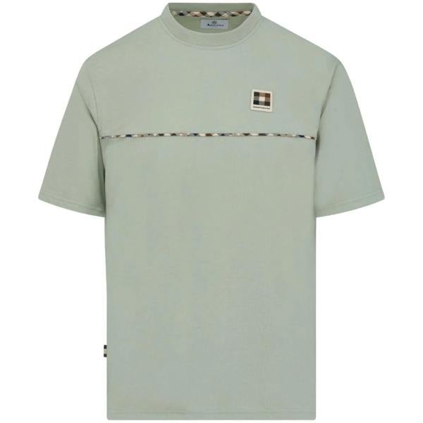 Aquascutum Active CLUB CHECK PIPING T-SHIRT AA_B006_TS011 34 Salvia (Light Green) T-Shirt Mens M