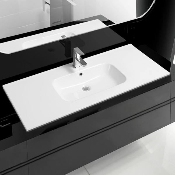 4001a ceramic 91cm thin edge inset basin with scooped bowl