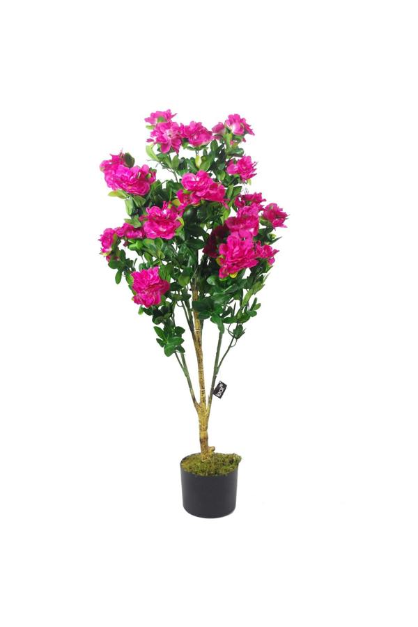 Dyzi 100cm Artificial Azalea Plant with Dark Pink Flowers