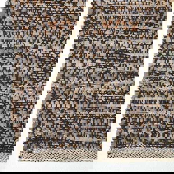 HOMESCAPES Recycled Leather Handwoven Herringbone Rug