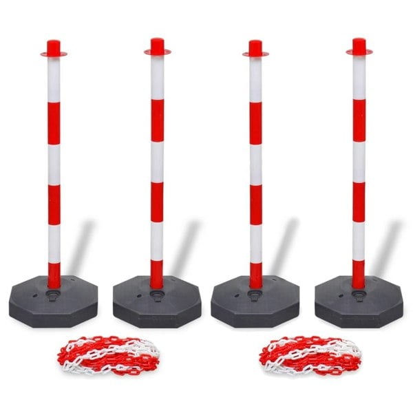 Berkfield Set of 4 Chain Posts and 2 Plastic Chians of 10 m Each