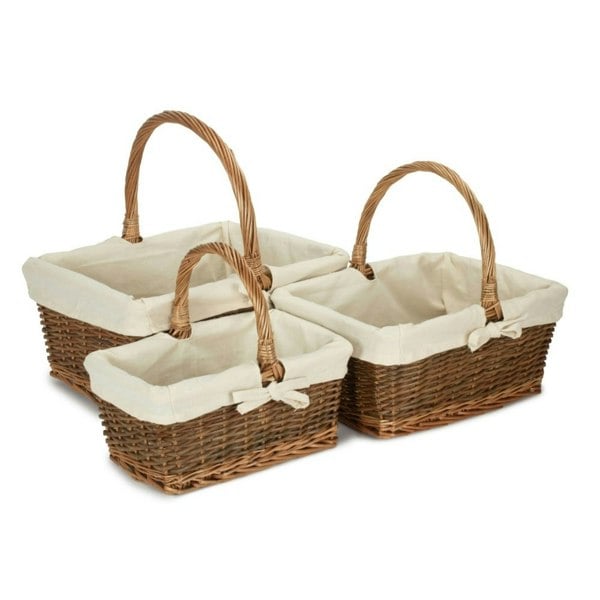 Rectangular Unpeeled Willow Shopping Basket