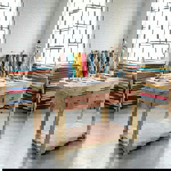 Wooden eucalyptus Top Workbench – Durable Tool Cabinet with Multiple Drawers, Ideal for Dry Indoor Spaces Such as Garages, Workshops, and Studios