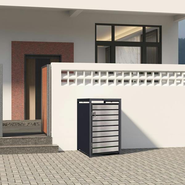 Phoenix Safe Phoenix GB1168ASK Silver Effect Single Wheelie Bin Storage / Bin Store