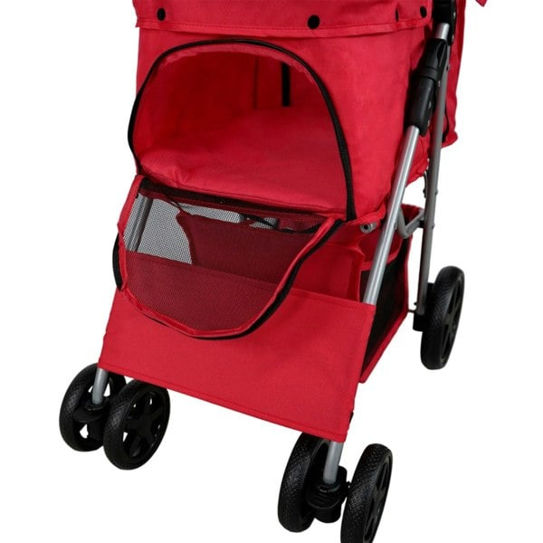 Monstershop Pet Stroller with Rain Cover – Red