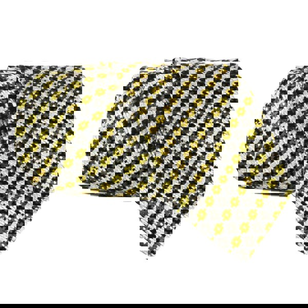 Dunhill woven silk check pattern tie yellow brown and white