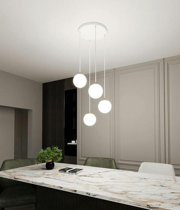 Emibig ROYAL Pendant lamp 4 x E14 White, Gold with White Shade