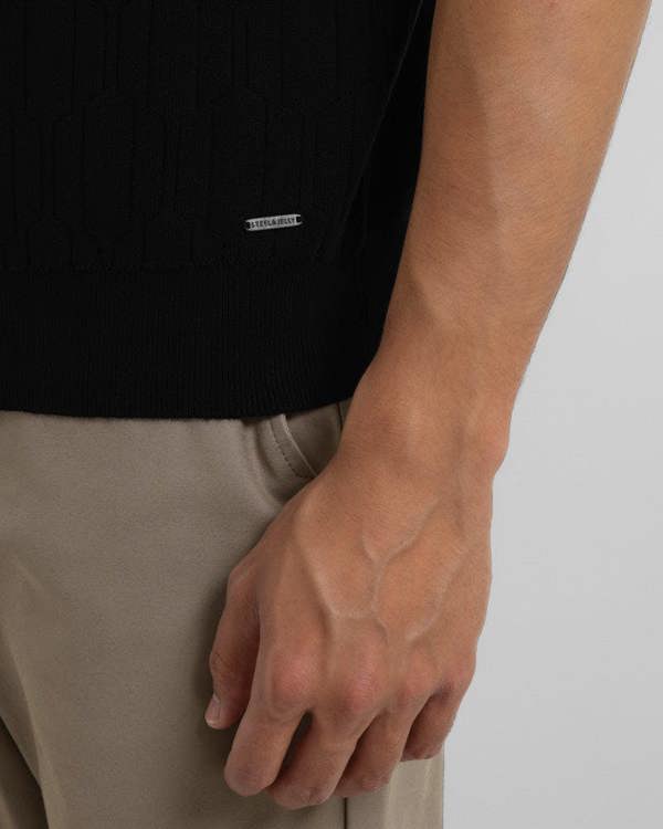 Steel & Jelly Tarvin - Geo Texture Knitted Polo Shirt