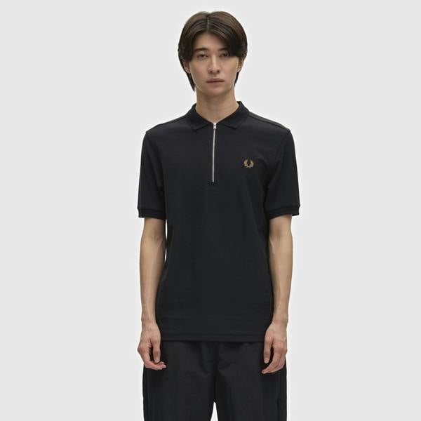 Fred Perry Ribbed Collar Crepe Pique Polo Shirt