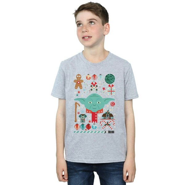 Star Wars Boys Yoda Christmas T-Shirt - Sports Grey