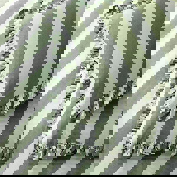 Wylder Birdie Ruffles Striped Pillowcase - Bay Green/Mist