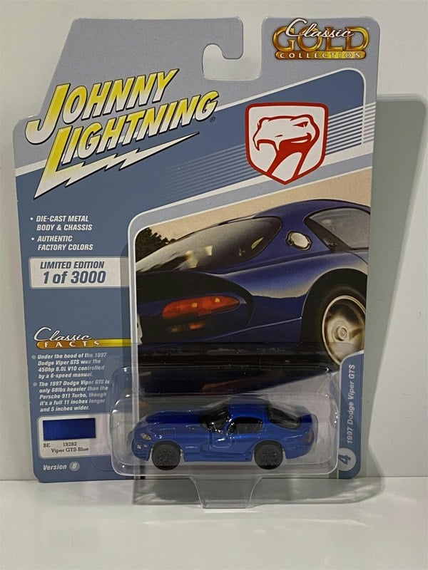 1997 dodge viper gts blue 1:64 johnny lightning jlcg024b