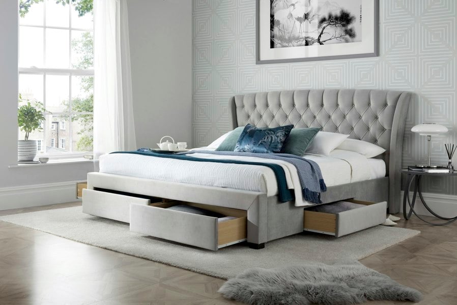 Bedmaster Newton 4 Drawer Velvet Storage Bed