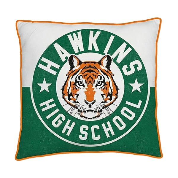 Stranger Things Tigers Square Filled Cushion - Green/White/Orange