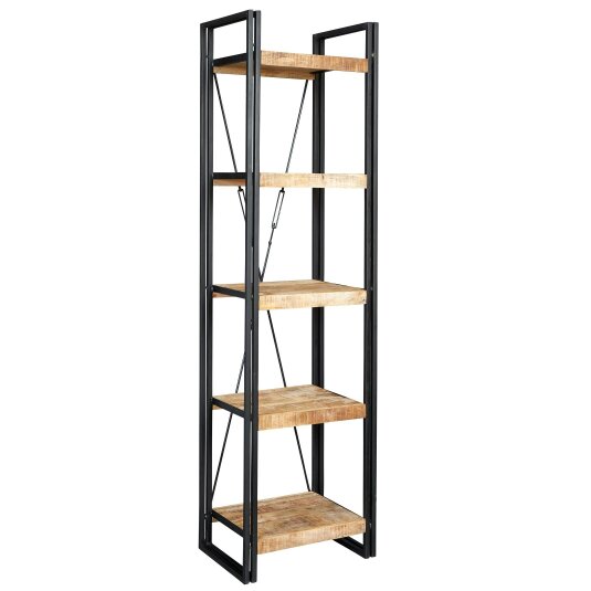 Wyld Haus Toivakka Industrial Reclaimed Wood and Metal Narrow Bookcase 5 Shelves