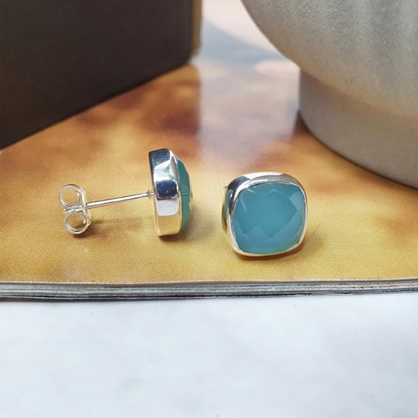 Blue Chalcedony Gemstone Fatima earrings