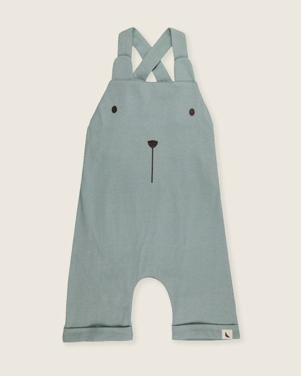Organic cotton Green Pond Bear Face Print Jumpsuit - image 1