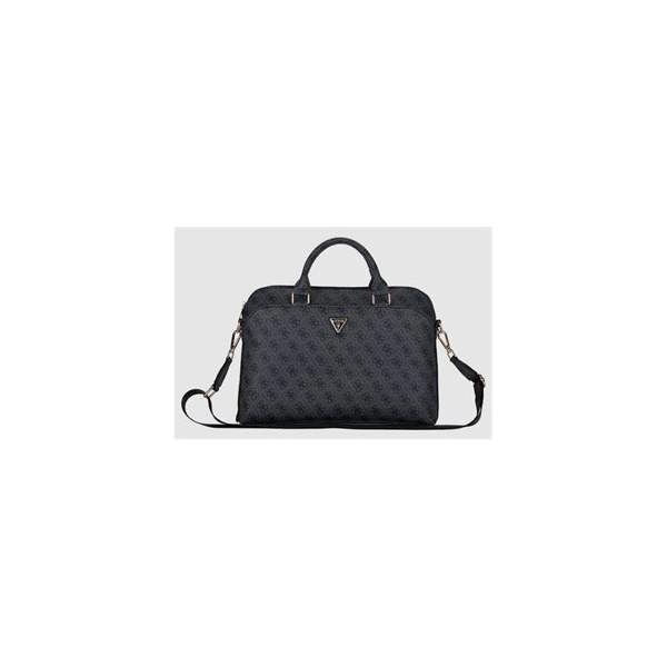 Guess 4G Triangle Logo Zipper Pocket 15" Laptop Bag Black - GUCB15P4DPTK