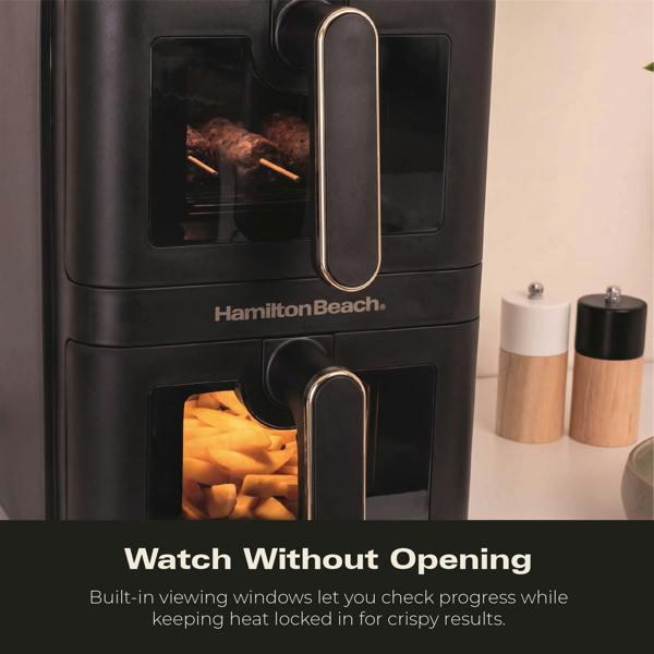 Hamilton Beach DualStack 11L Smart Air Fryer - Black & Brushed Brass
