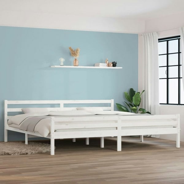 Berkfield Bed Frame White Solid Wood 180x200 cm Super King Size