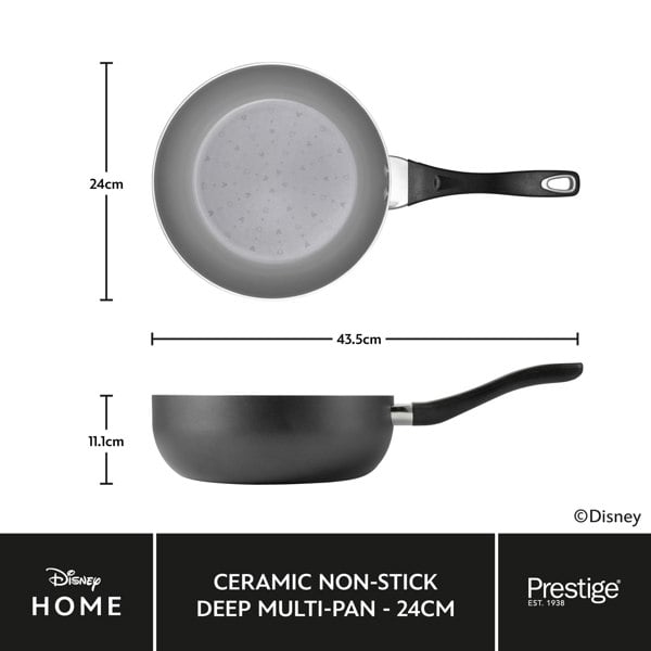 Disney Monochrome Mickey Mouse: Ceramic Non-Stick Deep Multi-Pan - 24cm
