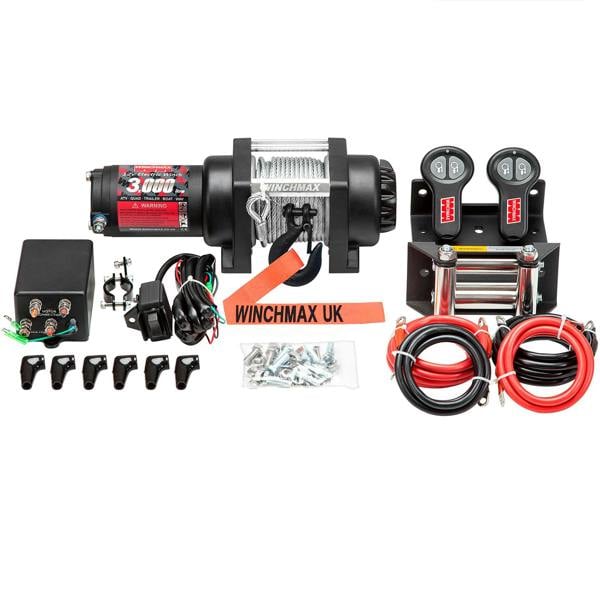 Winchmax 3,000lb (1,361kg) 24V Military Grade Winch 155m x 5mm Steel Rope Wireless Remote Control Boat Trailer, Marine