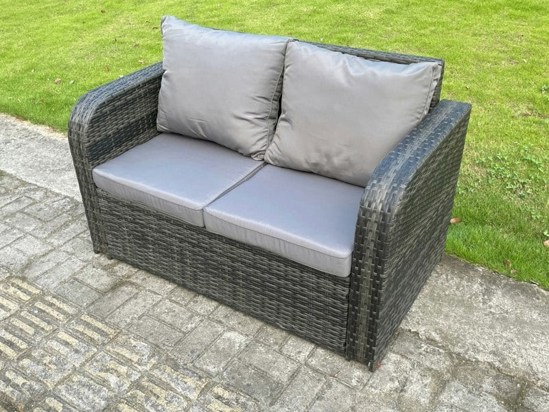 Fimous Outdoor Rattan 9-Seater Dining & Lounge Set | Adjustable Rising Table, Reclining Sofa & Chairs, 2 Side Tables, 2 Footstools