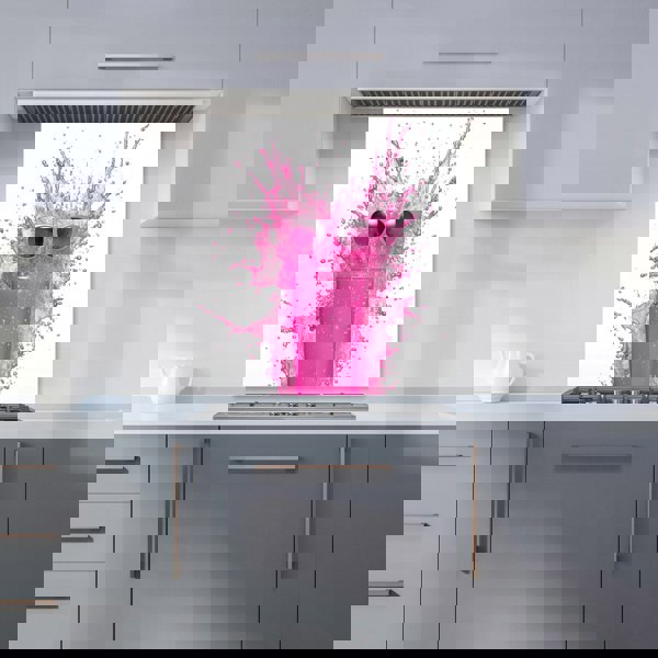 Warren Reed - Designer Pink Splashart Glass With Glasses Kitchen Splashback